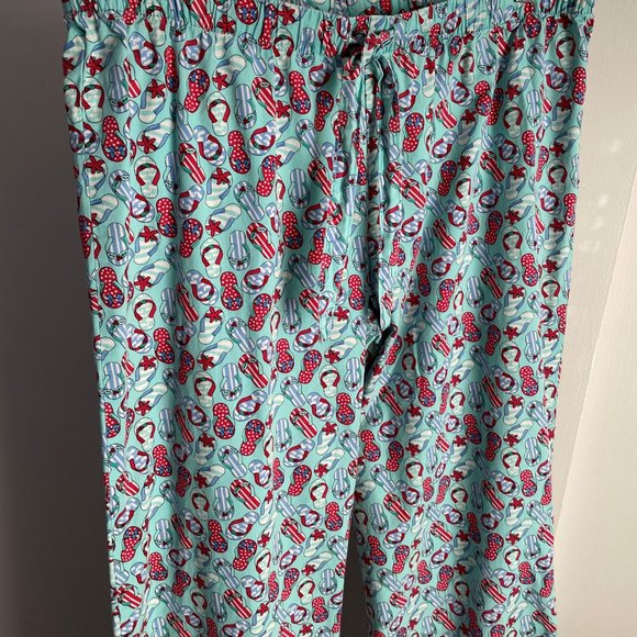 Vinyard Vines Beach Pajama Lounge Pants Size XS Blue Red Holiday Flip Flops PJ - Picture 14 of 16